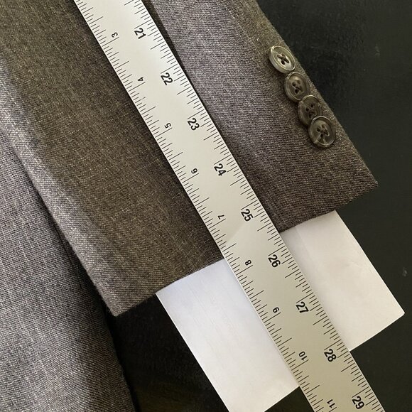 Joseph Abboud Sport Coat 41R Zignone Italy Super 100s Wool Taupe Peak Lapel Slim - Picture 14 of 16